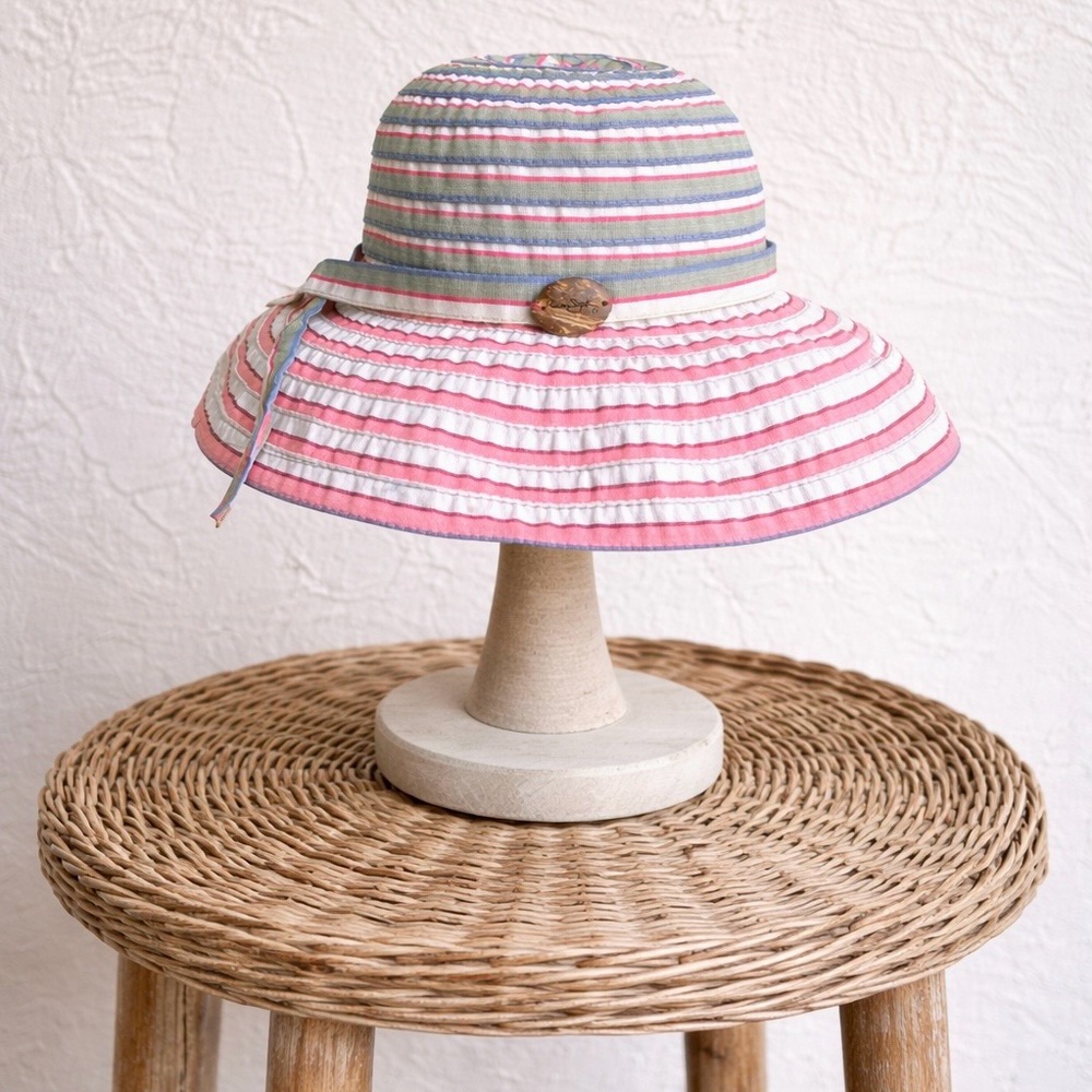 Panama Jack Striped Wide Brim Sun Hat